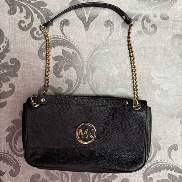 MICHAEL Michael Kors Black Leather Bag with Gold Accents - Picture 2 of 6